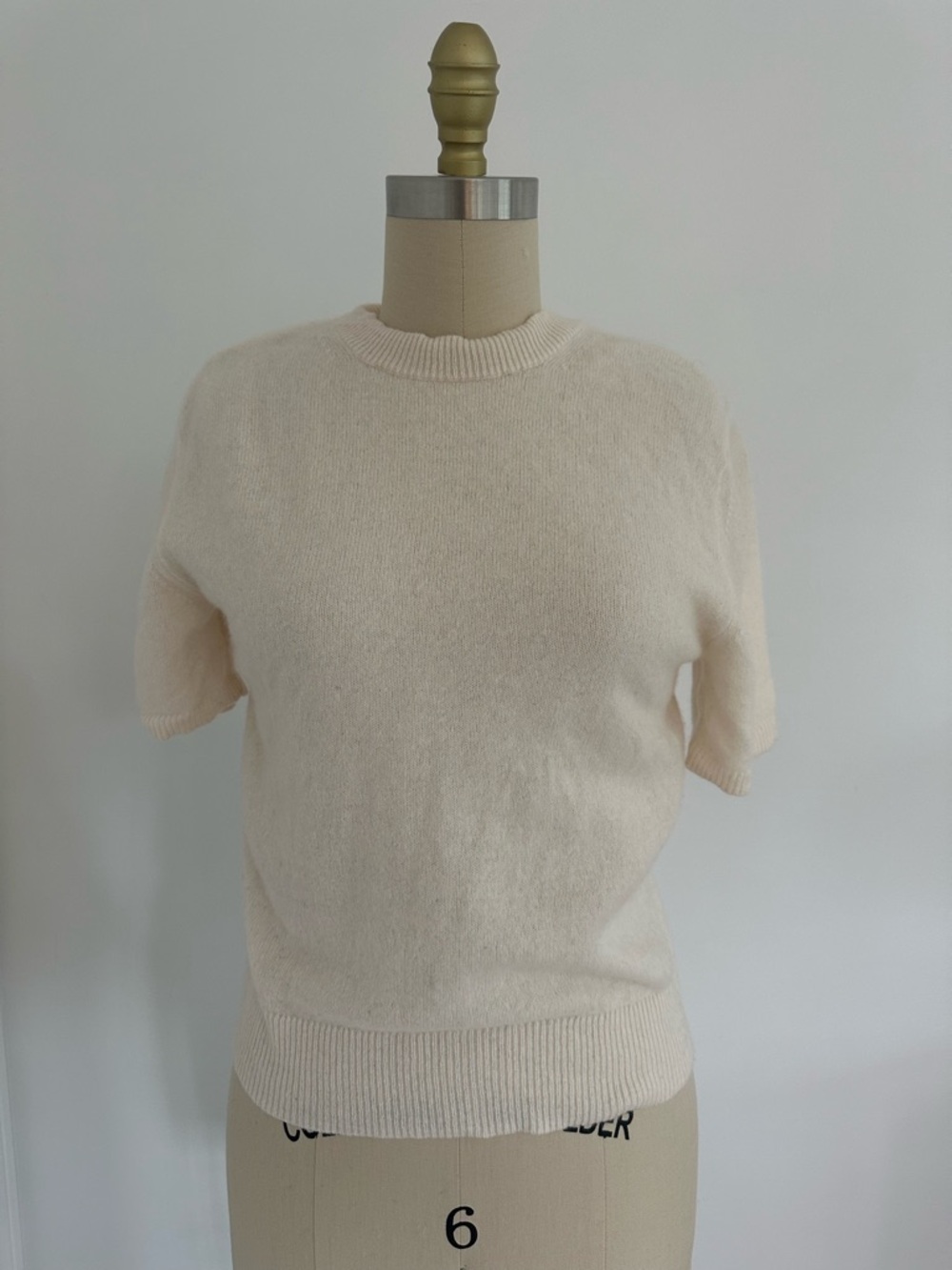 Banana Republic Cream Short-Sleeve Crewneck Sweater